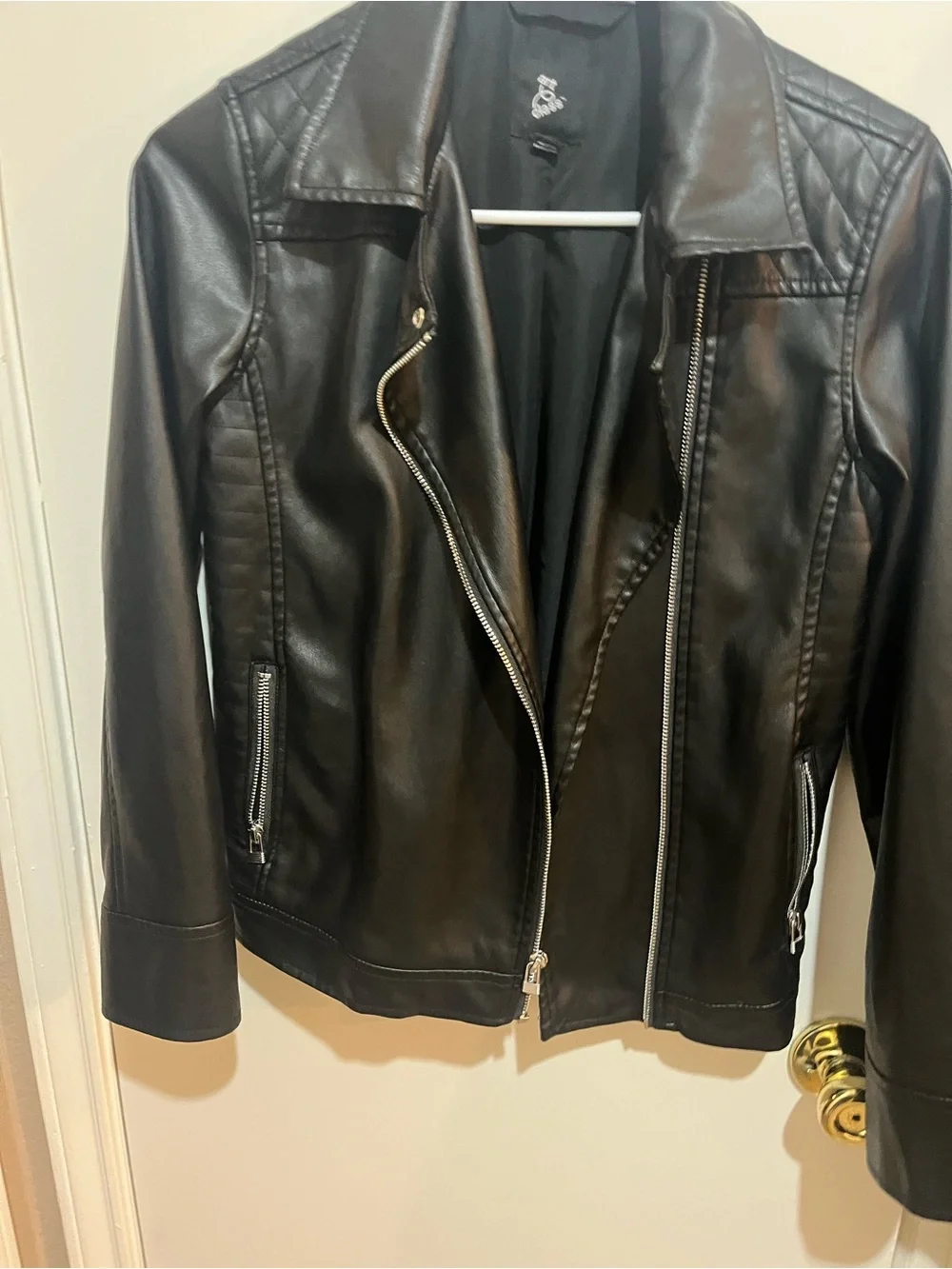 Art Class Black Faux Leather Jacket for Kids